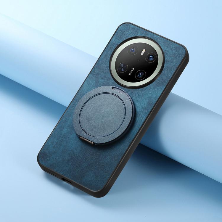 For Huawei Mate 70 Pro Retro Leather Rotation Round Holder Phone Case