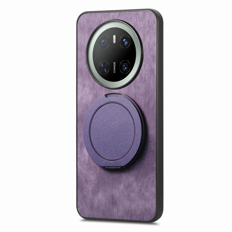 For Huawei Mate 70 Pro Retro Leather Rotation Round Holder Phone Case