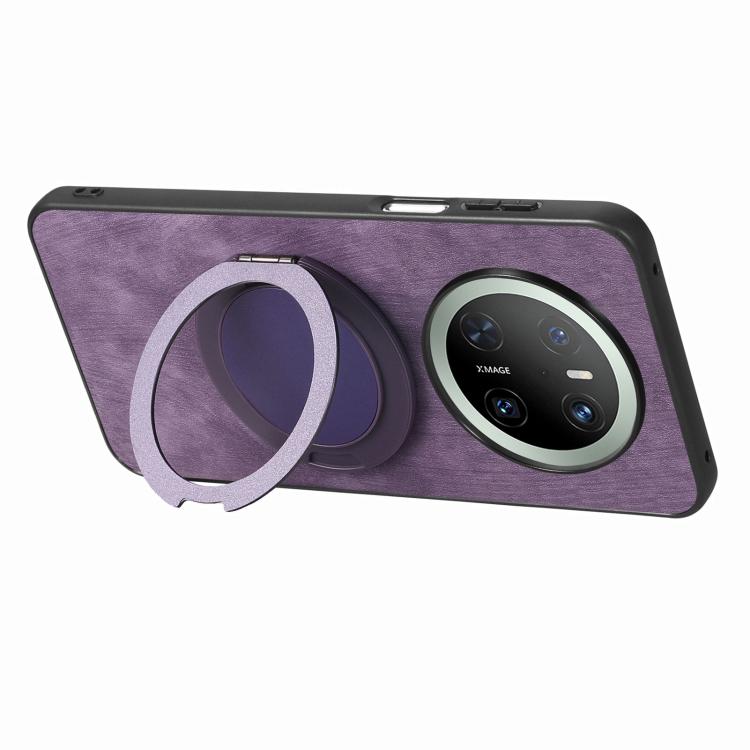 For Huawei Mate 70 Pro Retro Leather Rotation Round Holder Phone Case