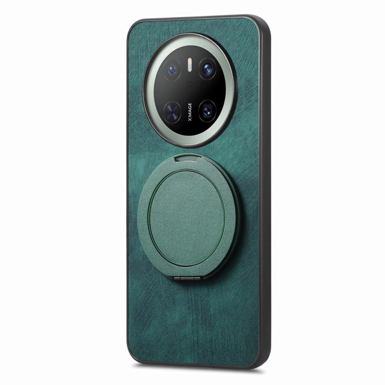For Huawei Mate 70 Pro Retro Leather Rotation Round Holder Phone Case