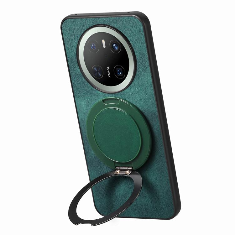 For Huawei Mate 70 Pro Retro Leather Rotation Round Holder Phone Case