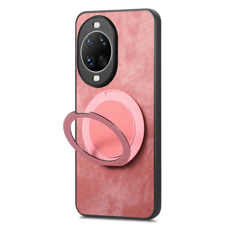 For Huawei nova 14 Retro Leather Rotation Round Holder Phone Case