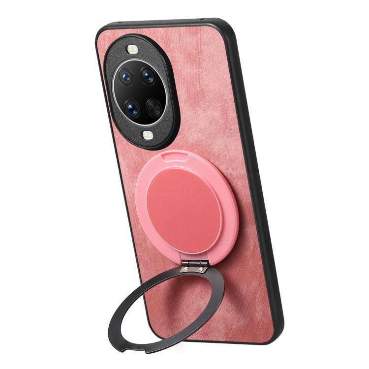 For Huawei nova 14 Retro Leather Rotation Round Holder Phone Case