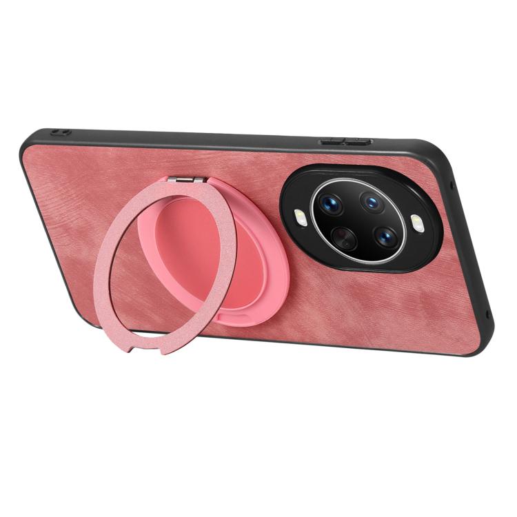 For Huawei nova 14 Retro Leather Rotation Round Holder Phone Case