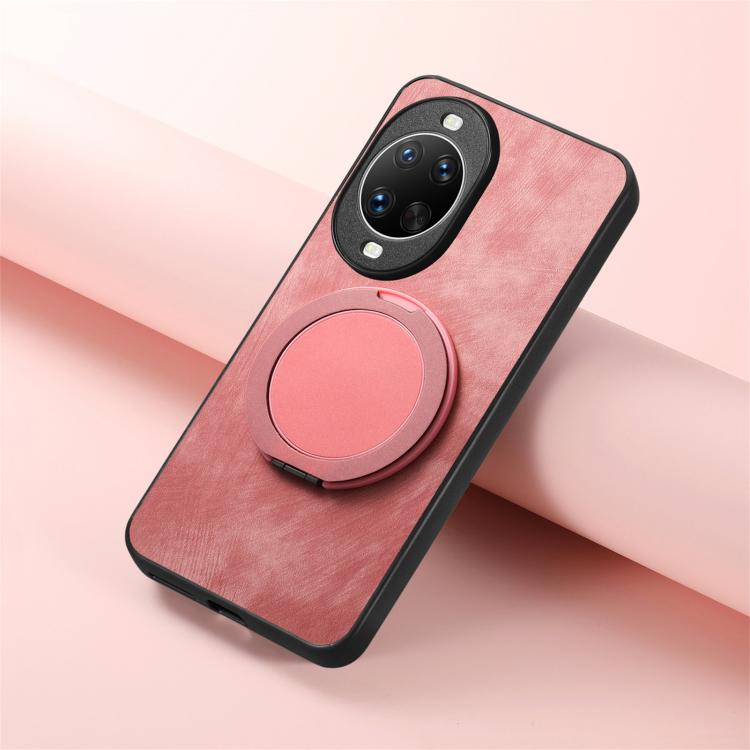 For Huawei nova 14 Retro Leather Rotation Round Holder Phone Case