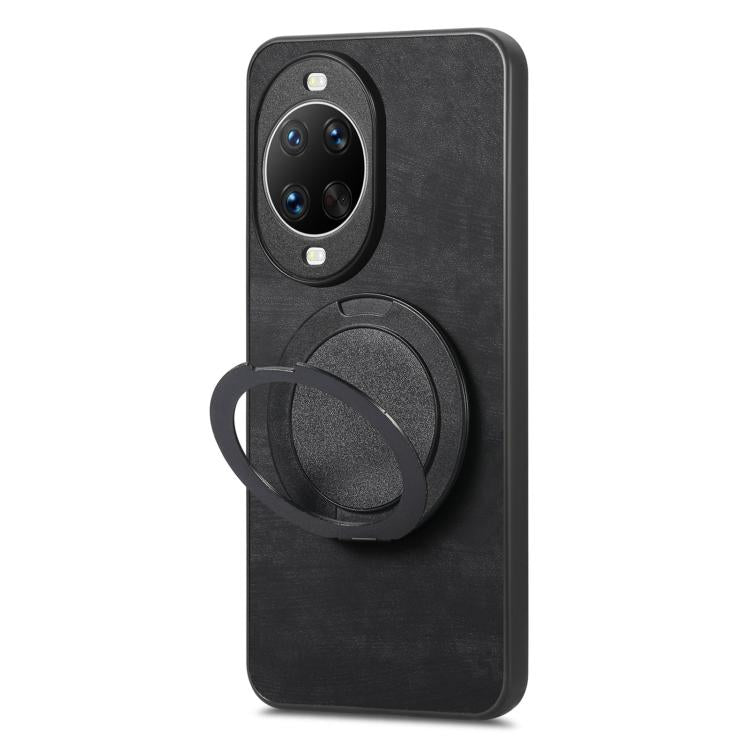For Huawei nova 14 Retro Leather Rotation Round Holder Phone Case