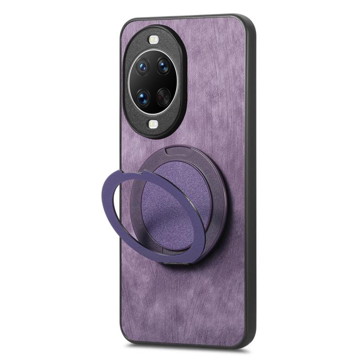 For Huawei nova 14 Retro Leather Rotation Round Holder Phone Case