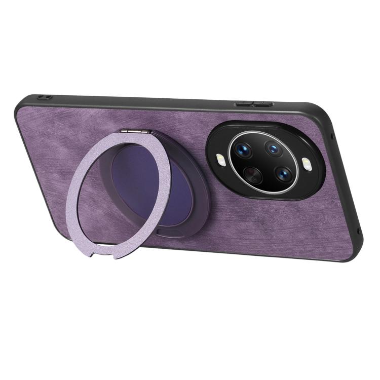 For Huawei nova 14 Retro Leather Rotation Round Holder Phone Case