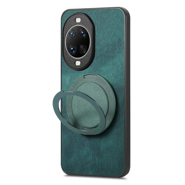 For Huawei nova 14 Retro Leather Rotation Round Holder Phone Case