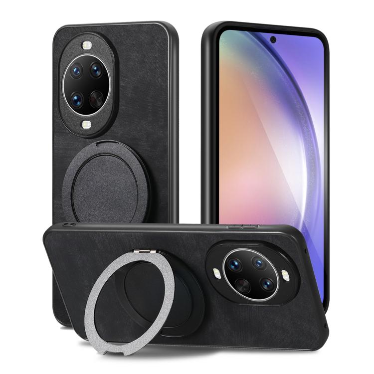 For Huawei nova 14 Pro Retro Leather Rotation Round Holder Phone Case
