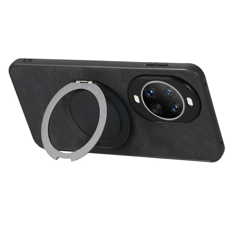 For Huawei nova 14 Pro Retro Leather Rotation Round Holder Phone Case