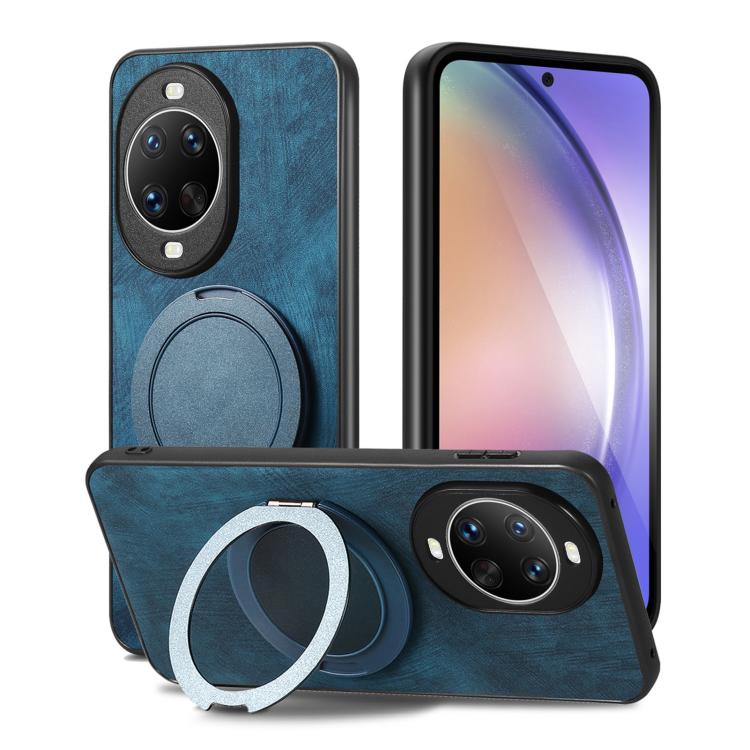 For Huawei nova 14 Pro Retro Leather Rotation Round Holder Phone Case