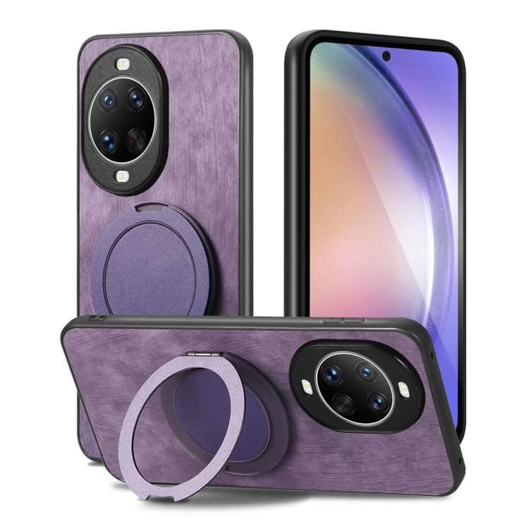 For Huawei nova 14 Pro Retro Leather Rotation Round Holder Phone Case