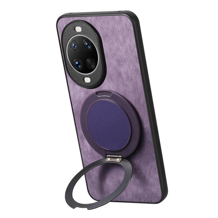 For Huawei nova 14 Pro Retro Leather Rotation Round Holder Phone Case