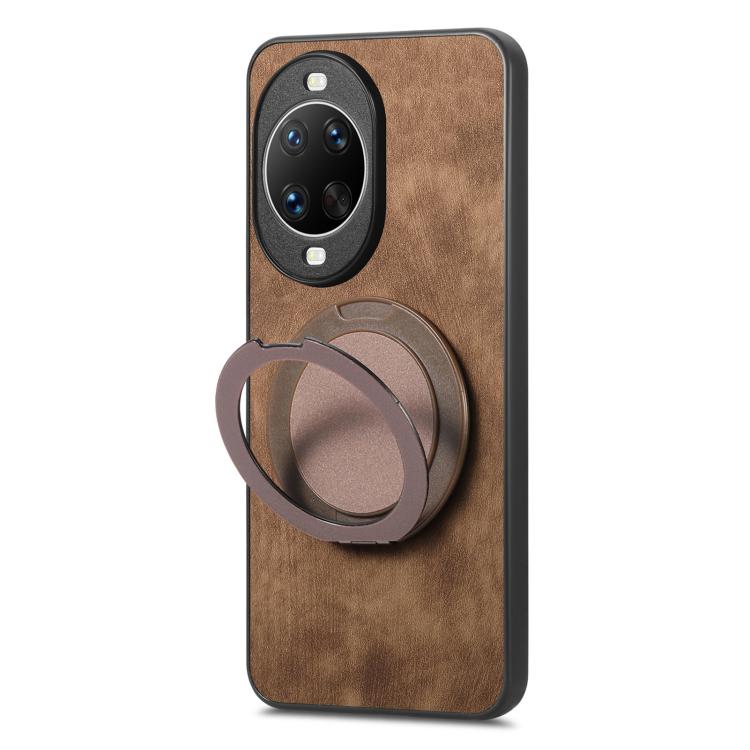 For Huawei nova 14 Ultra Retro Leather Rotation Round Holder Phone Case