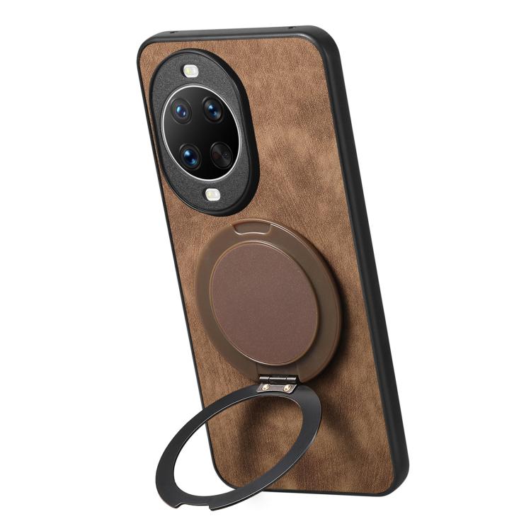 For Huawei nova 14 Ultra Retro Leather Rotation Round Holder Phone Case