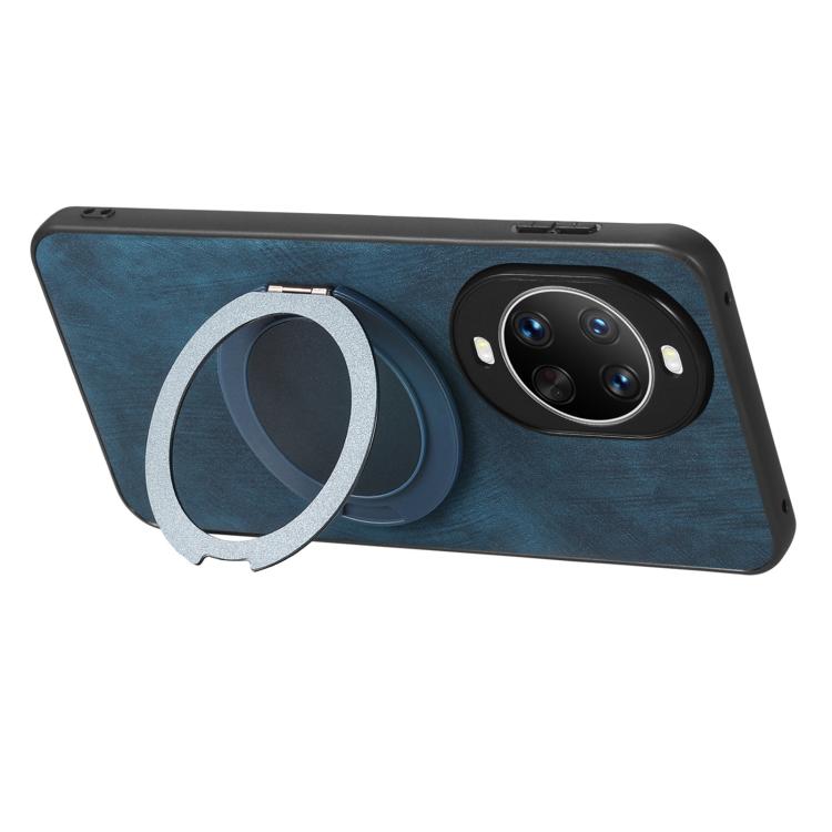 For Huawei nova 14 Ultra Retro Leather Rotation Round Holder Phone Case