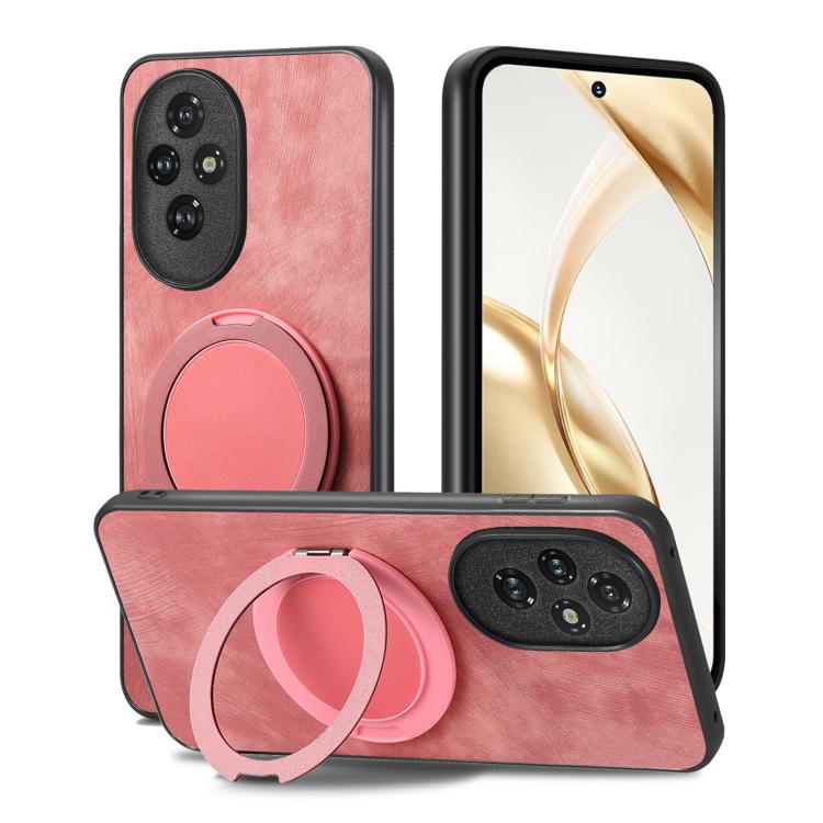 For Honor 200 Pro Retro Leather Rotation Round Holder Phone Case