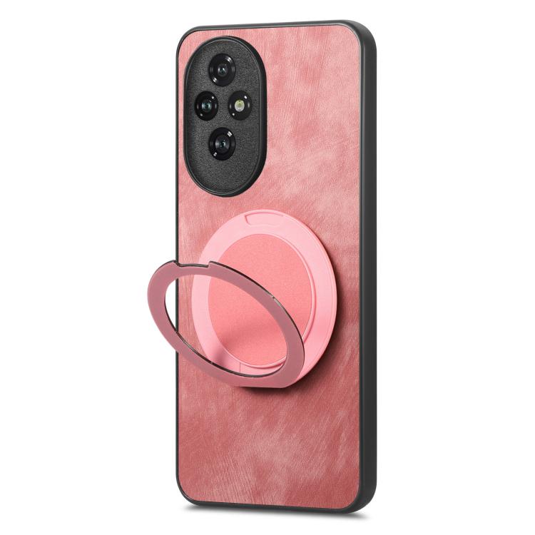 For Honor 200 Pro Retro Leather Rotation Round Holder Phone Case