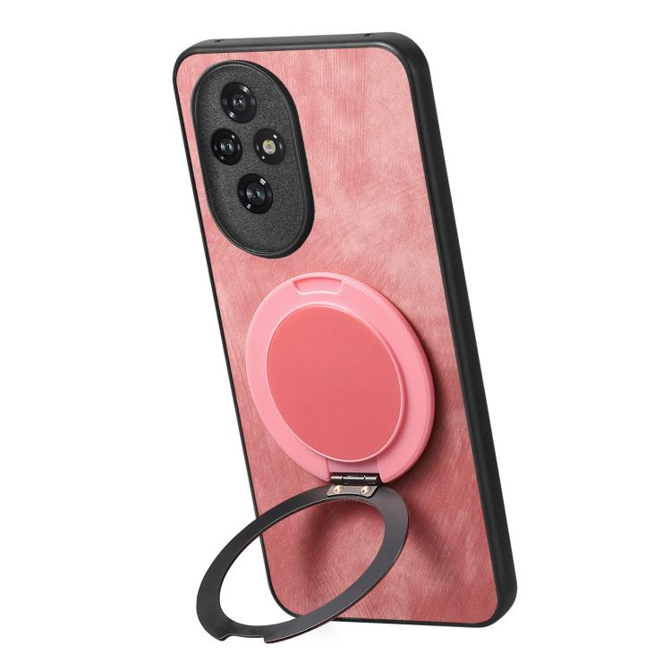 For Honor 200 Pro Retro Leather Rotation Round Holder Phone Case
