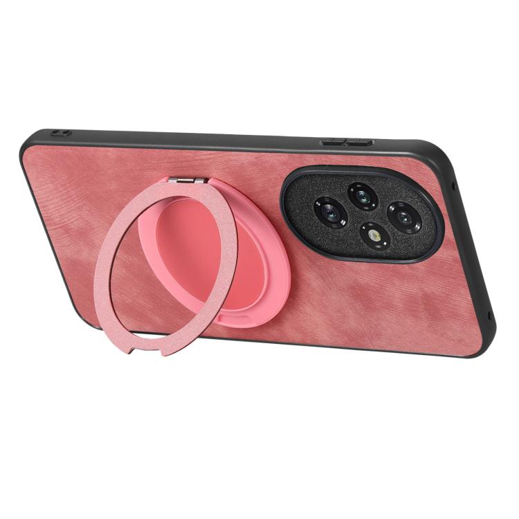 For Honor 200 Pro Retro Leather Rotation Round Holder Phone Case