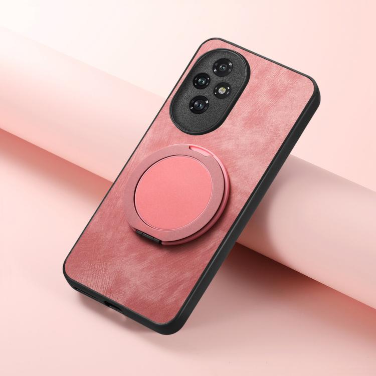 For Honor 200 Pro Retro Leather Rotation Round Holder Phone Case