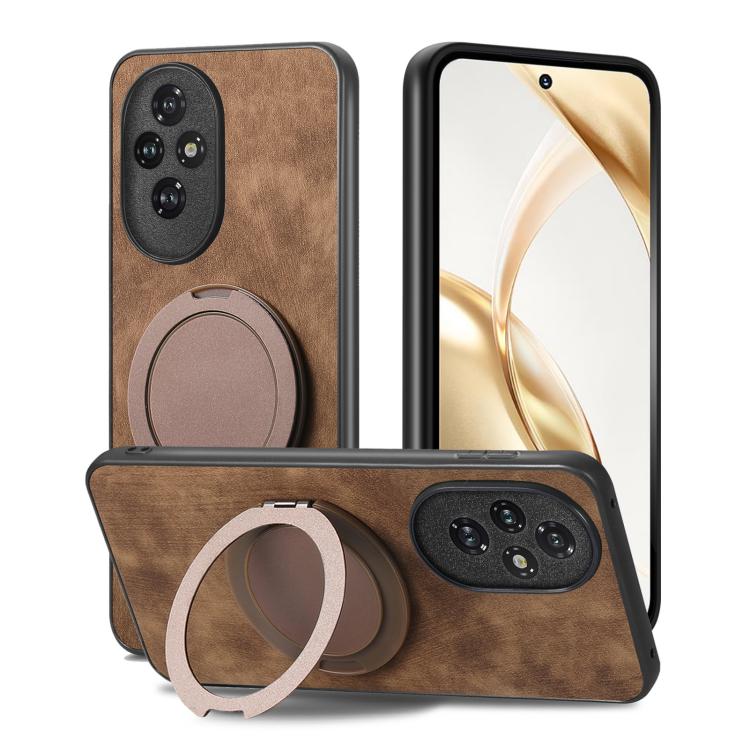 For Honor 200 Pro Retro Leather Rotation Round Holder Phone Case