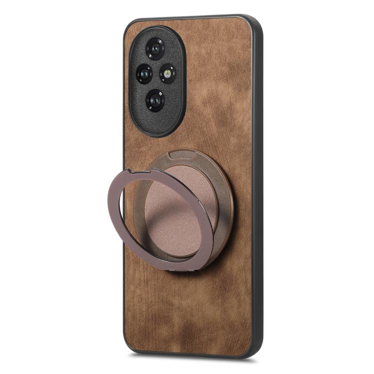 For Honor 200 Pro Retro Leather Rotation Round Holder Phone Case