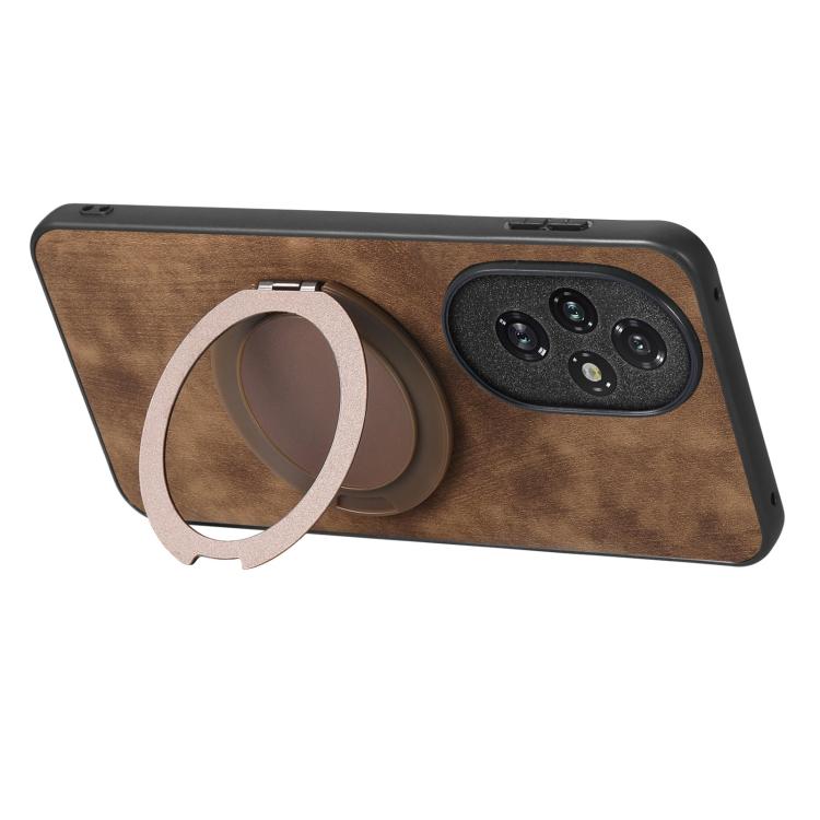For Honor 200 Pro Retro Leather Rotation Round Holder Phone Case