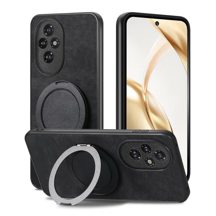 For Honor 200 Pro Retro Leather Rotation Round Holder Phone Case