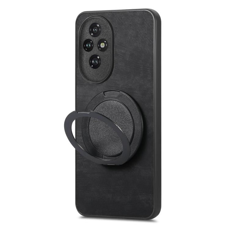 For Honor 200 Pro Retro Leather Rotation Round Holder Phone Case