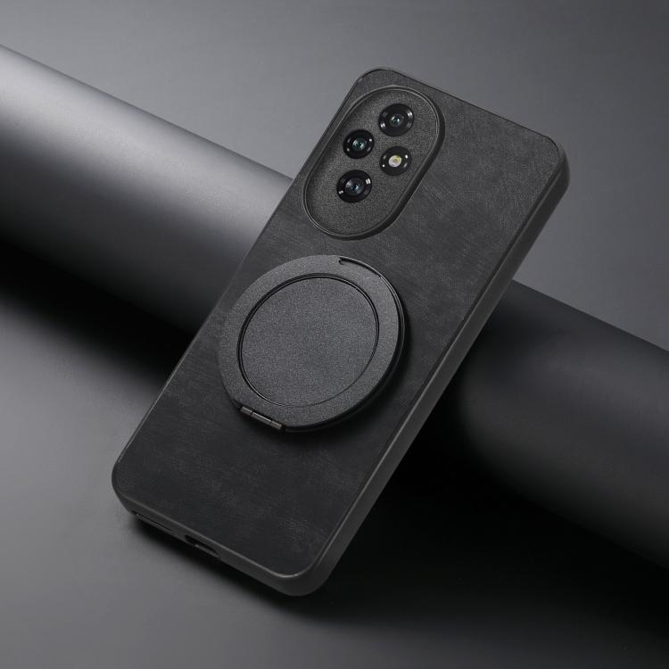 For Honor 200 Pro Retro Leather Rotation Round Holder Phone Case