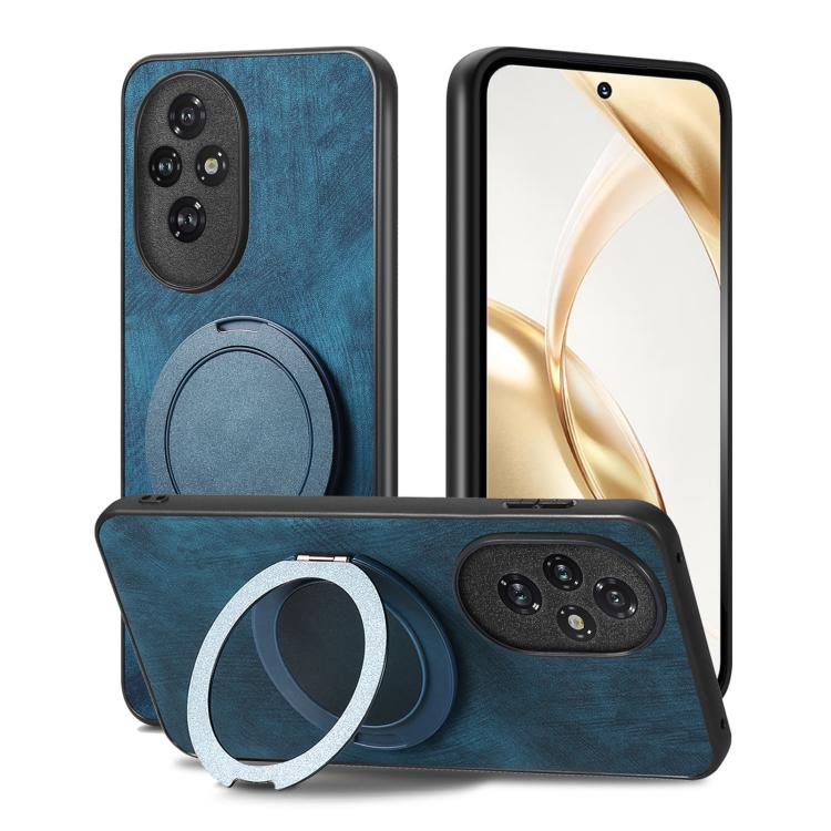 For Honor 200 Pro Retro Leather Rotation Round Holder Phone Case