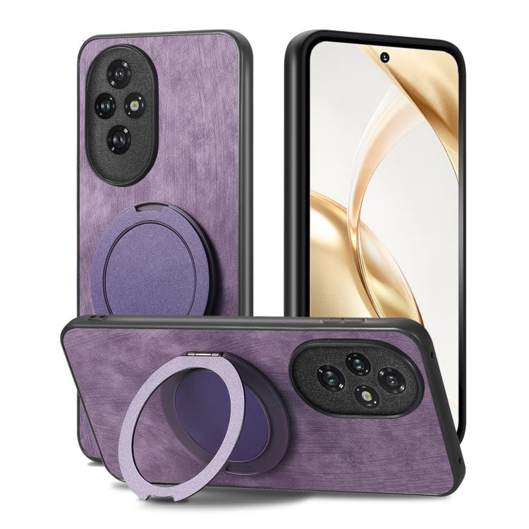 For Honor 200 Pro Retro Leather Rotation Round Holder Phone Case