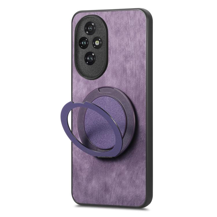 For Honor 200 Pro Retro Leather Rotation Round Holder Phone Case