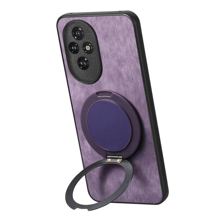 For Honor 200 Pro Retro Leather Rotation Round Holder Phone Case