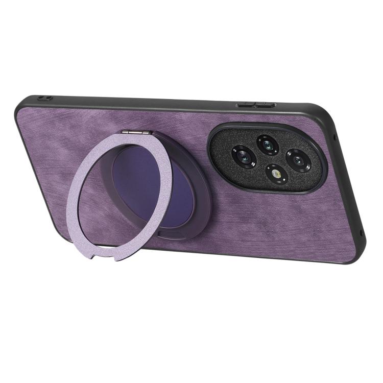 For Honor 200 Pro Retro Leather Rotation Round Holder Phone Case