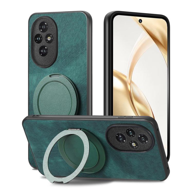 For Honor 200 Pro Retro Leather Rotation Round Holder Phone Case