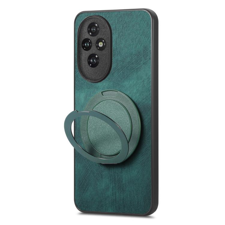 For Honor 200 Pro Retro Leather Rotation Round Holder Phone Case