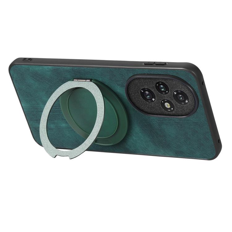 For Honor 200 Pro Retro Leather Rotation Round Holder Phone Case