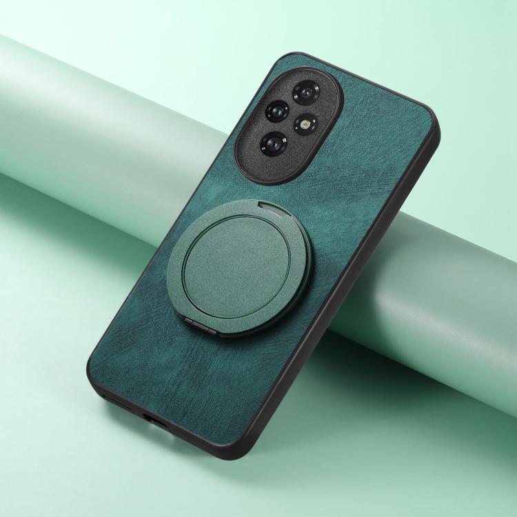 For Honor 200 Pro Retro Leather Rotation Round Holder Phone Case