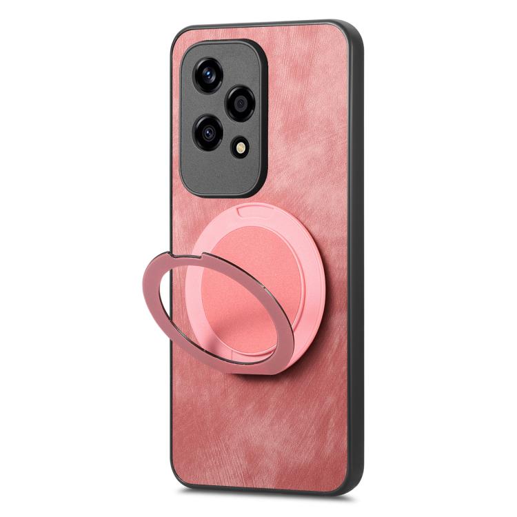 For Honor 200 Lite Global Retro Leather Rotation Round Holder Phone Case
