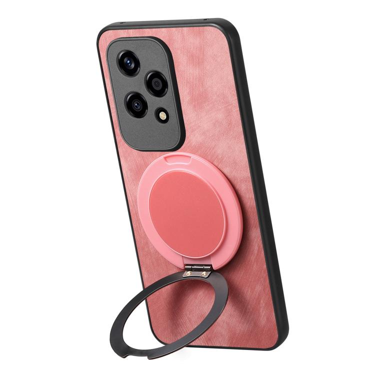 For Honor 200 Lite Global Retro Leather Rotation Round Holder Phone Case