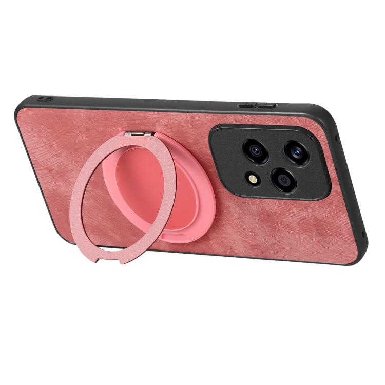 For Honor 200 Lite Global Retro Leather Rotation Round Holder Phone Case