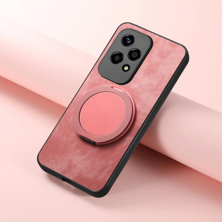 For Honor 200 Lite Global Retro Leather Rotation Round Holder Phone Case