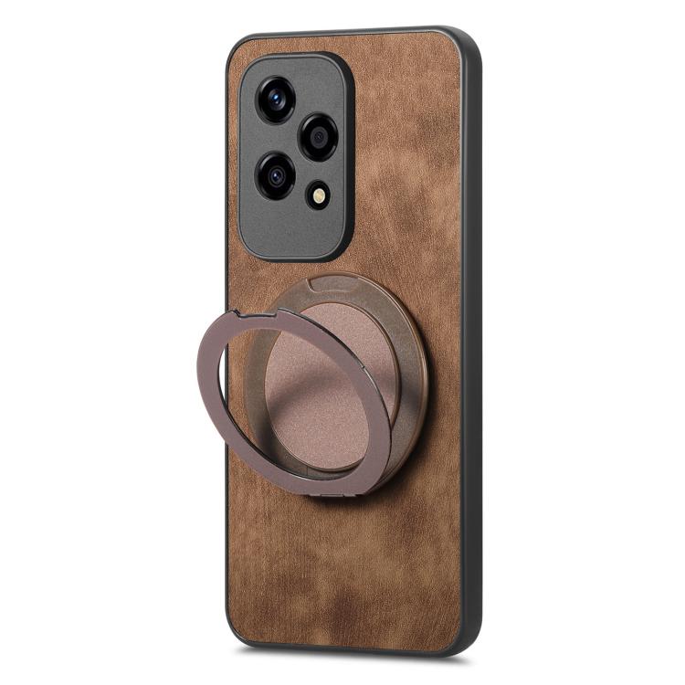 For Honor 200 Lite Global Retro Leather Rotation Round Holder Phone Case
