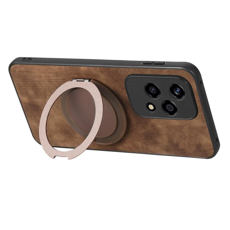 For Honor 200 Lite Global Retro Leather Rotation Round Holder Phone Case