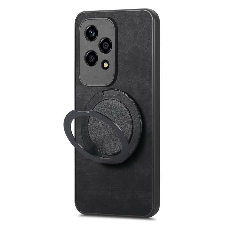 For Honor 200 Lite Global Retro Leather Rotation Round Holder Phone Case