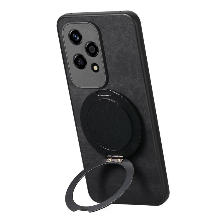 For Honor 200 Lite Global Retro Leather Rotation Round Holder Phone Case