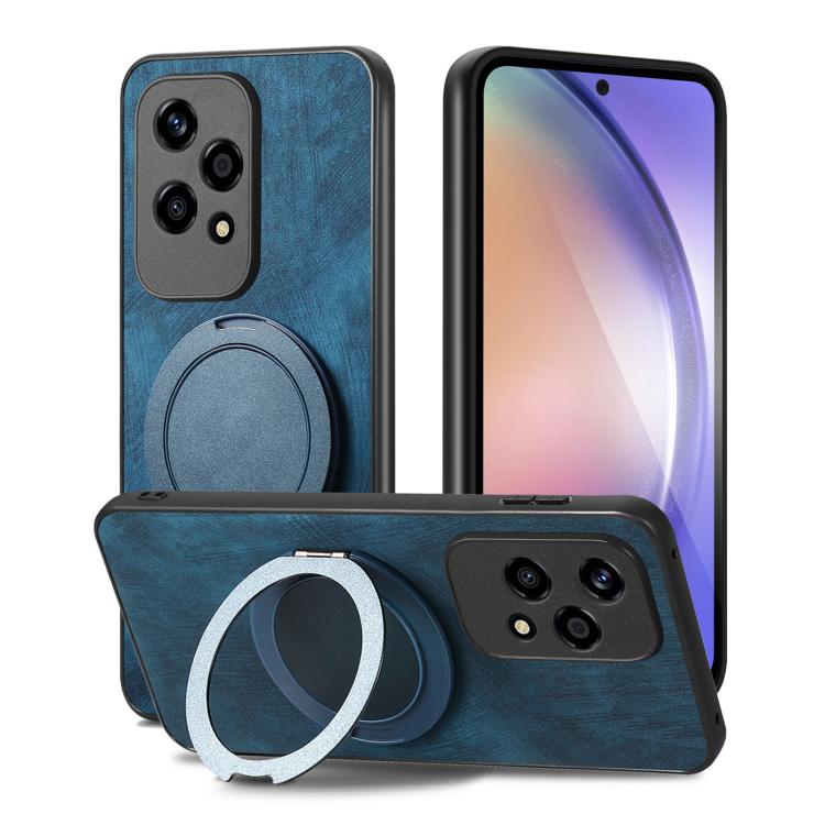 For Honor 200 Lite Global Retro Leather Rotation Round Holder Phone Case